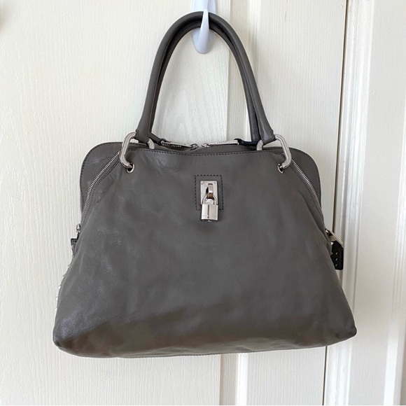 $995 Marc Jacobs Made in Italy Grey Leather Paradise Rio Satchel Bag - Picture 1 of 15